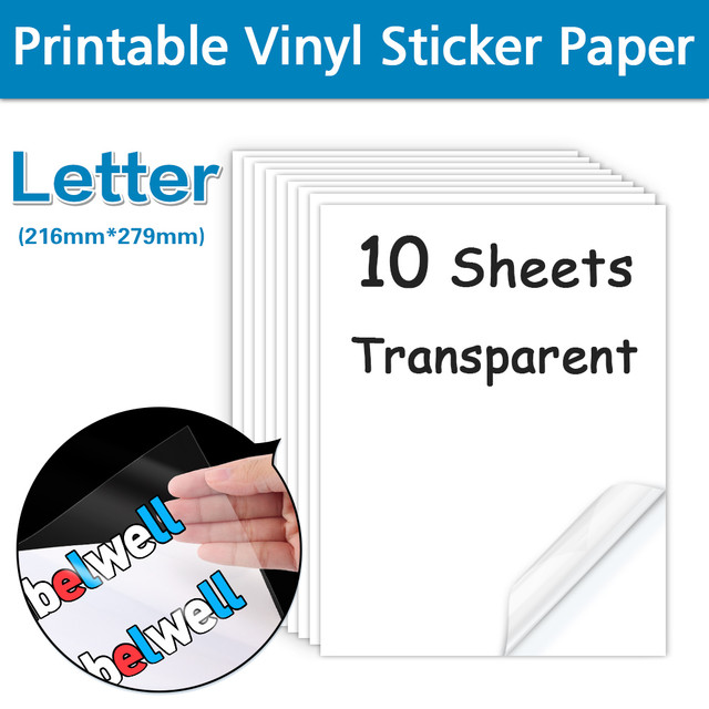 10Sheets Transparent Printable Vinyl Sticker Paper Waterproof A4 Self- Adhesive Copy Paper For Inkjet Printer to